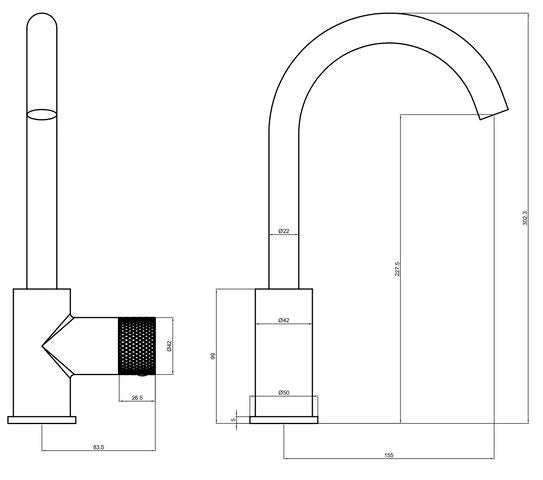 Blue Label Brøndby Wastafelkraan Hoog – Chroom | C-uitloop | Nieuw