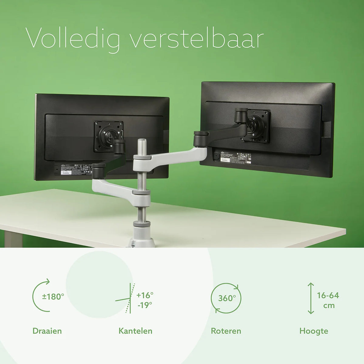 R-Go Dubbele monitorarm (Zepher)