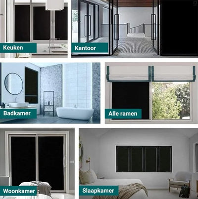 Homewell Verduisteringsdoek 90x300cm - Raamfolie Verduisterend - 100% Blackout - Anti Inkijk, Isolerend en Zonwerend - Herbruikbaar - Statisch – Zwart