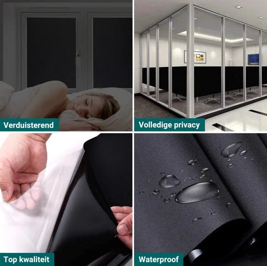 Homewell Verduisteringsdoek 90x300cm - Raamfolie Verduisterend - 100% Blackout - Anti Inkijk, Isolerend en Zonwerend - Herbruikbaar - Statisch – Zwart