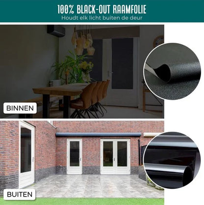 Homewell Verduisteringsdoek 90x300cm - Raamfolie Verduisterend - 100% Blackout - Anti Inkijk, Isolerend en Zonwerend - Herbruikbaar - Statisch – Zwart