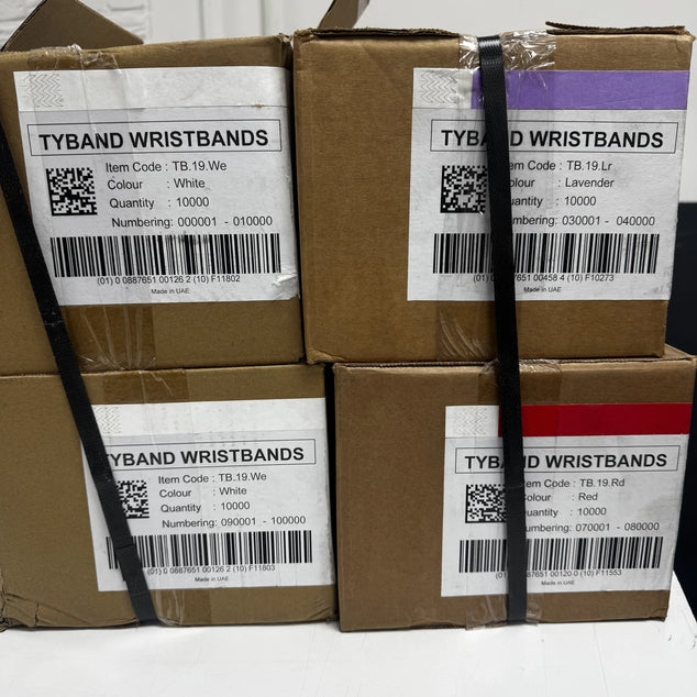 Tyband polsband 19mm x255mm rood genummerd 70001-80000