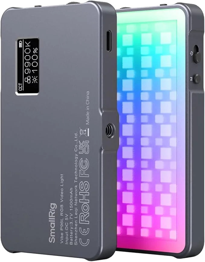 SMALLRIG P96L RGB Video Lamp, Portable LED Light, Full Colour CRI 96+ Rechargeable LED DSLR Lighting for Photography