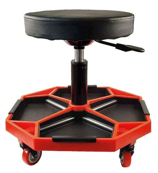 Busching Montagerollhocker mit magnetischer Ablage, Sitzhöhenverstellung 40 -54 cm, Tragkraft max. 136kg, 360°, 100940