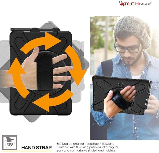 TECHGEAR X-Case fits Microsoft Surface Go 3 / Surface Go 2 10.5" HEAVY DUTY Shockproof Impact Case with Stand, Hand Strap and Shoulder Strap Case