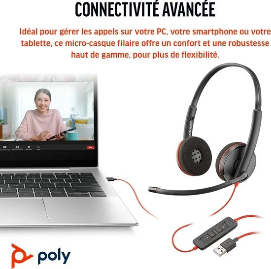 HP Poly Blackwire C3220 – Over-ear headset – Kabel – Stereo – Zwart zonder verpakking