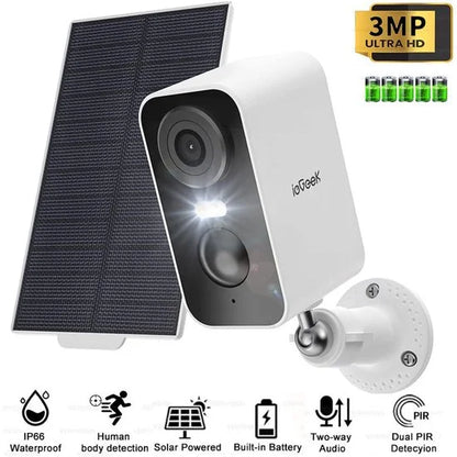 ieGeek ZS-GX3S 3MP Beveiligingscamera - draadloos buiten met zonnepaneelcamera's - CCTV-camera met kleurennachtzicht - 2-weg gesprek - PIR menselijke detectie