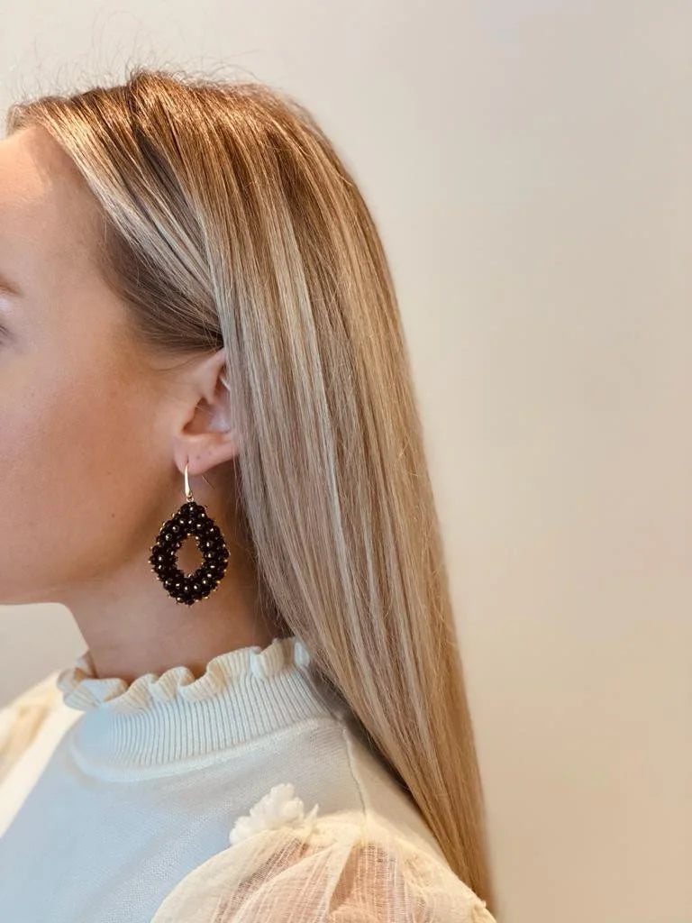 Holly black double stones glassberry ace L earrings