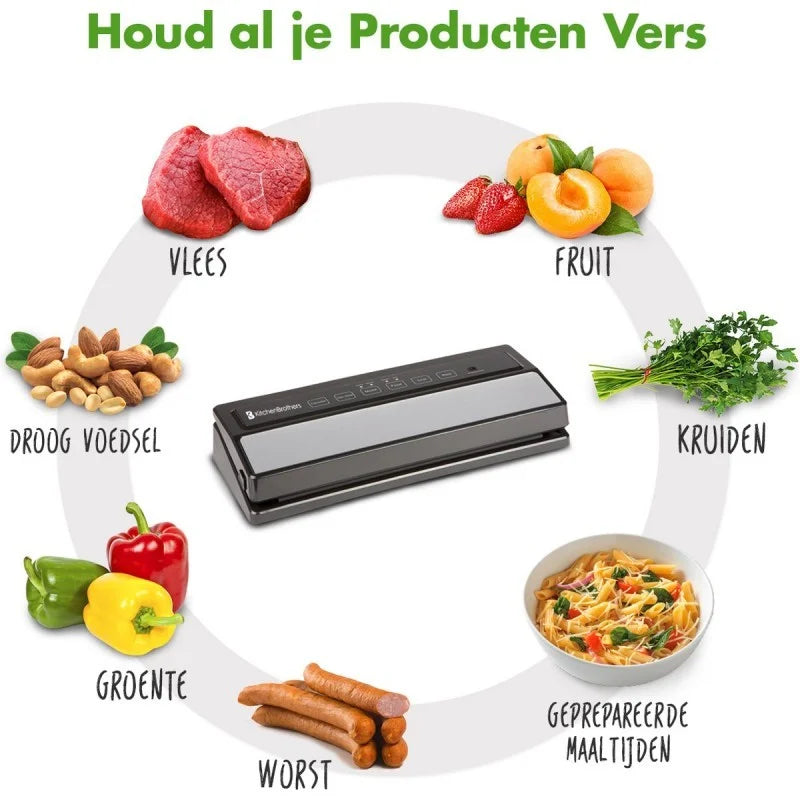 KITCHENBROTHERS KB667 vacuümmachine 110W met instelbare zuigkracht