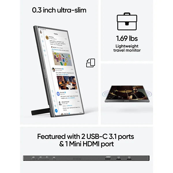 Arzopa A1M portable monitor 17,3" | 1920 x 1080 | 1x USB-C + 1x Mini HDMI