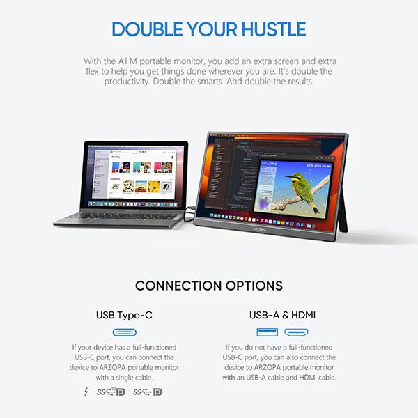 Arzopa A1M portable monitor 17,3" | 1920 x 1080 | 1x USB-C + 1x Mini HDMI