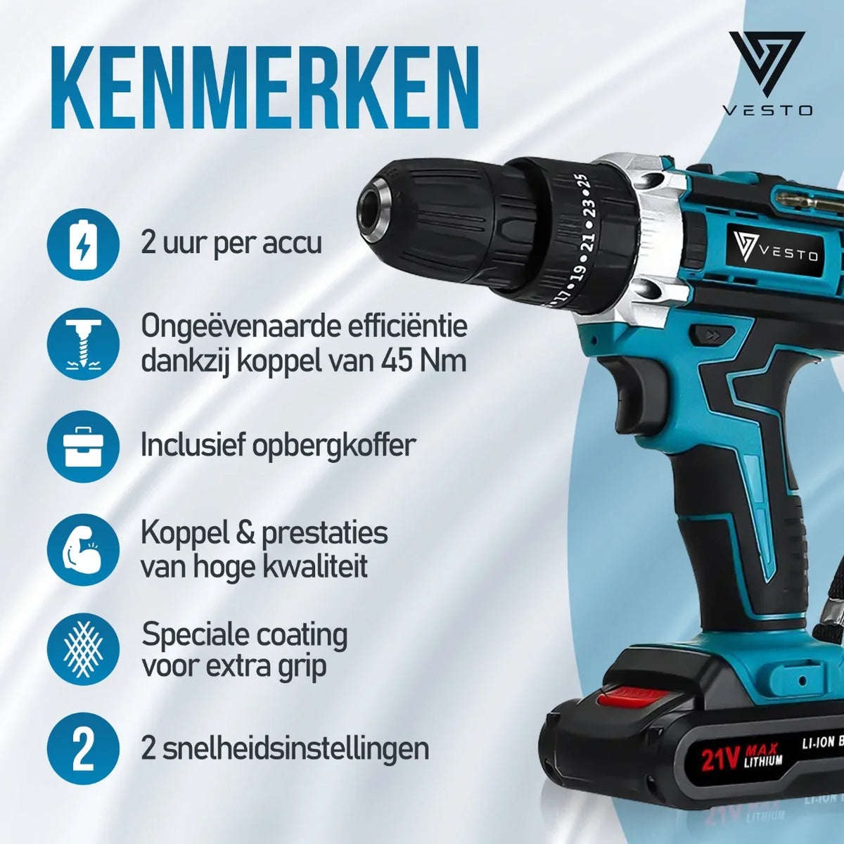 VESTO POWERDRIVE ACCUBOORMACHINE 21V