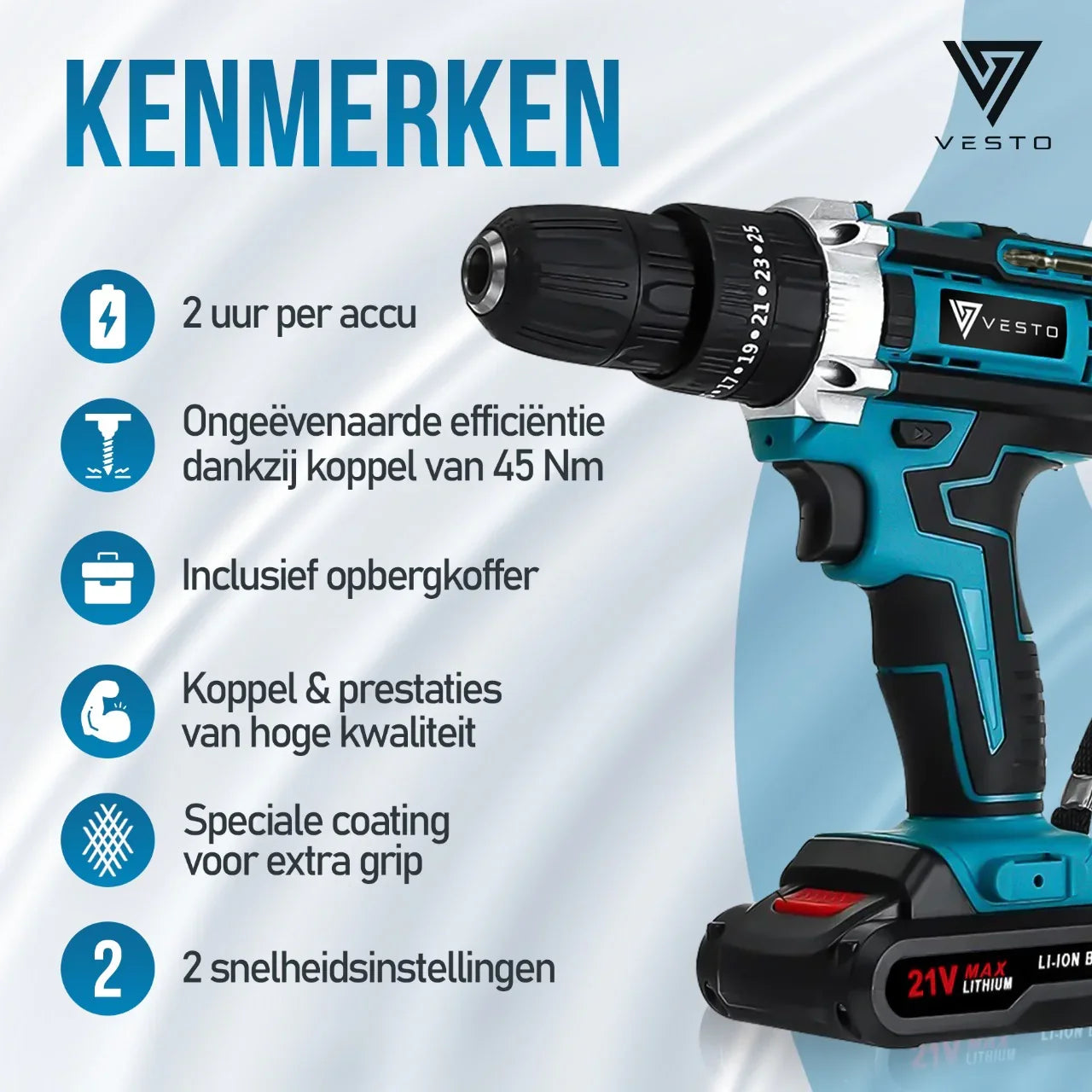 VESTO POWERDRIVE ACCUBOORMACHINE 21V