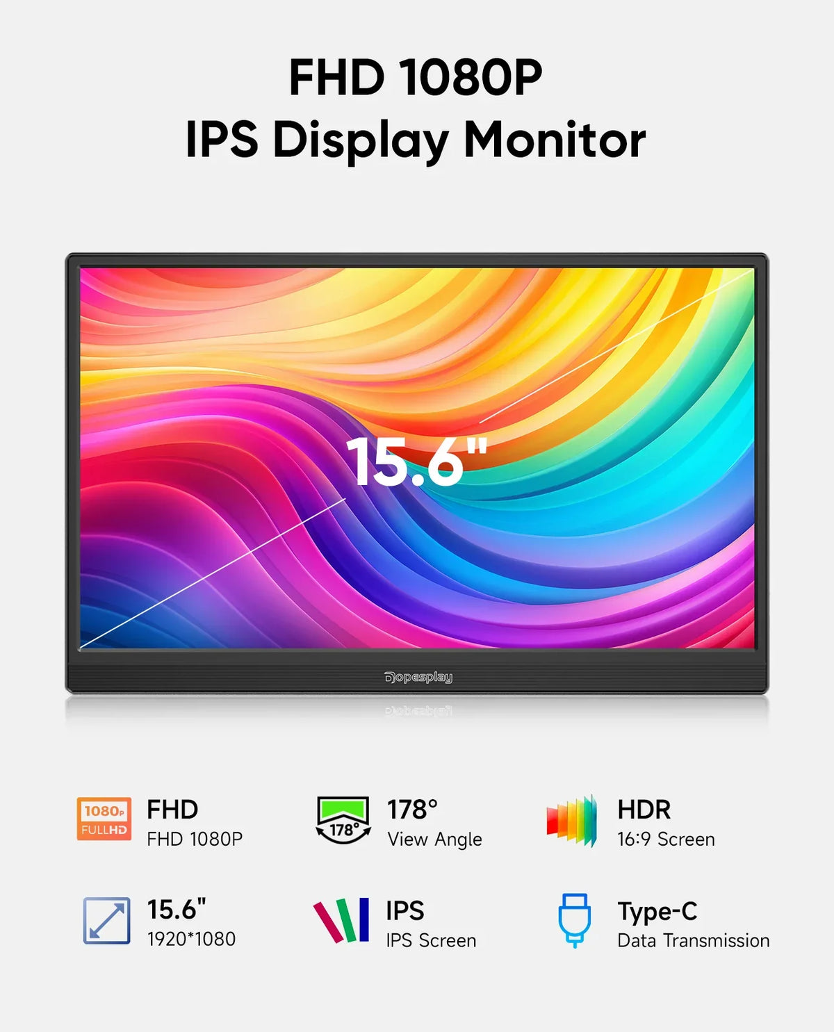 Dopesplay 15.6" 1920*1080P FHD Portable Gaming Monitor For Laptop