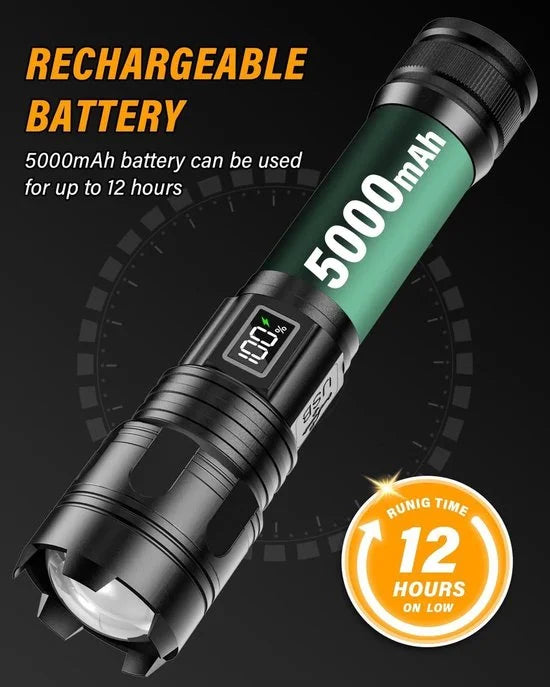 20.000 lumen hoge prestaties professionele XHM70.2 Led-zaklamp - oplaadbaar en waterdicht Militaire Zaklamp