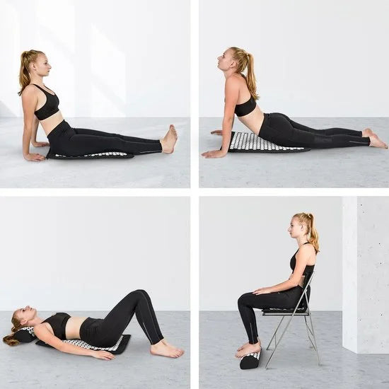 LifeGoods Spijkermat met Kussen - Shakti Mat - Acupressuur Mat - Spijkerbed - Massage Mat - Zwart