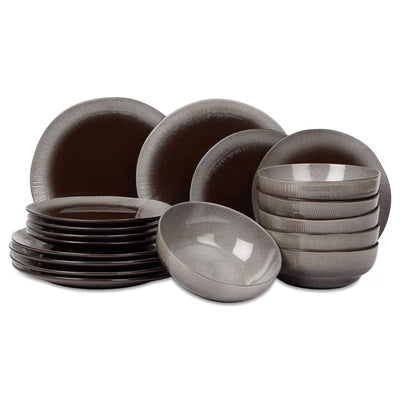 18-delig | 6-persoons Handgemaakt servies - Earth Black