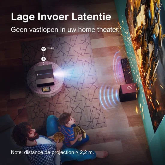 Smart Beamer - Projector - met Autofocus, 6D Keystone, 900 ANSI Lumen, Native 1080P Full HD, 30W Speaker, WiFi 6 & Bluetooth Projector - Zwart