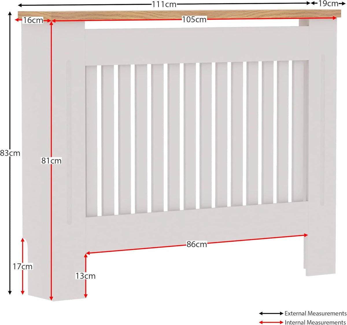 Arlington Radiatorbekleding - Wit - Modern - MDF - Lamellen - M - Radiatorpanelen