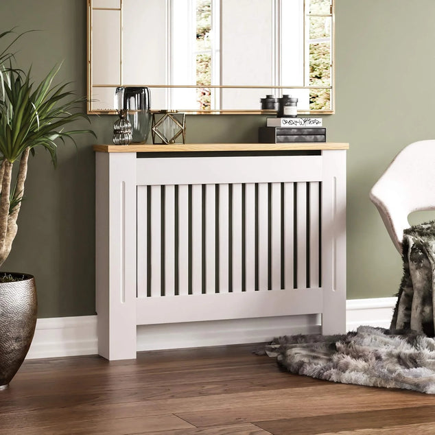 Arlington Radiatorbekleding - Wit - Modern - MDF - Lamellen - M - Radiatorpanelen