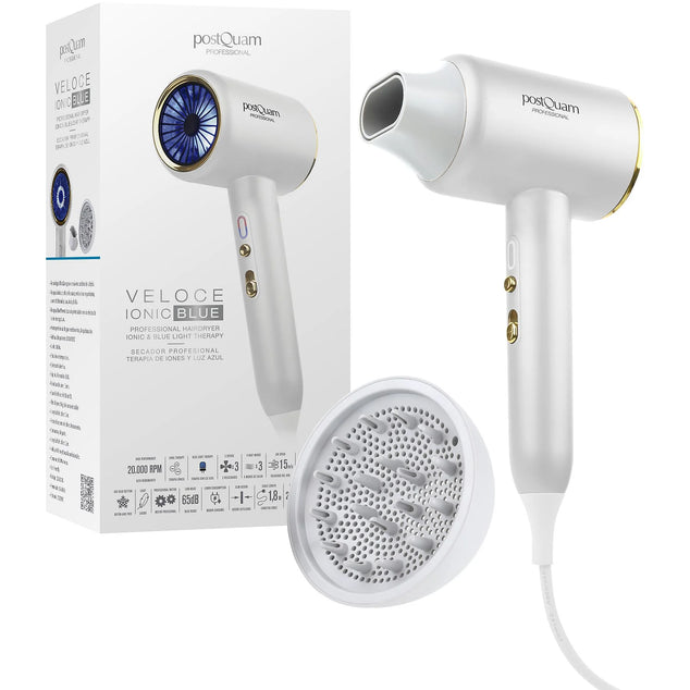 Veloce Ionic Blue haardroger 2200 Watt - Ionic blue light therapie