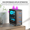 M1 PC behuizing - hout walnoot front, vooraf geïnstalleerde 4 PWM ARGB-ventilator, ATX Mid-Tower gaming pc-behuizing, met type C, zwart (zwart, M1)
