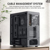 M1 PC behuizing - hout walnoot front, vooraf geïnstalleerde 4 PWM ARGB-ventilator, ATX Mid-Tower gaming pc-behuizing, met type C, zwart (zwart, M1)