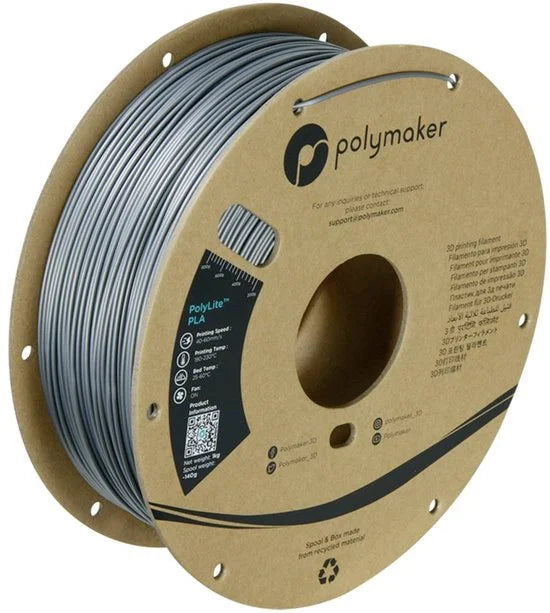 PA02065 Filament PLA kunststof Hittebestendig, Hoge treksterkte 1.75 mm 1000 g Staalgrijs PolyLite