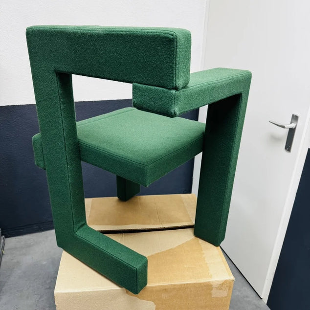 Rietveld Steltman Stoel Links Groen Gestoffeerd – Iconisch Design van Gerrit Rietveld