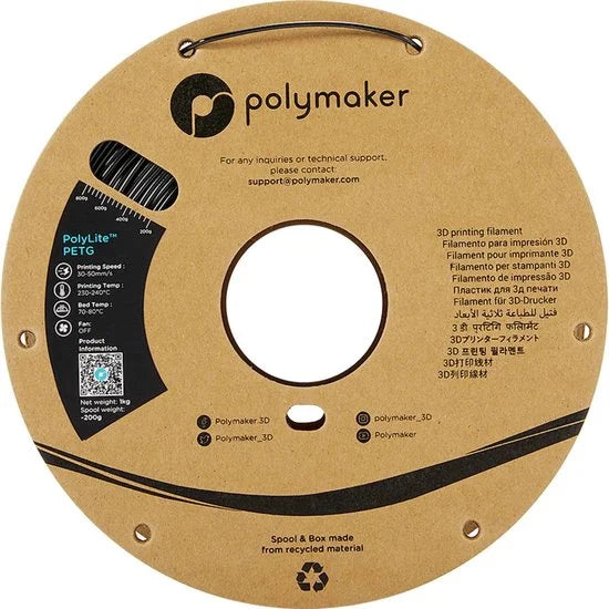 Polymaker PB01001 PolyLite Filament PETG Hittebestendig, Hoge treksterkte 1.75 mm 1000 g Zwart 1 stuk(s)