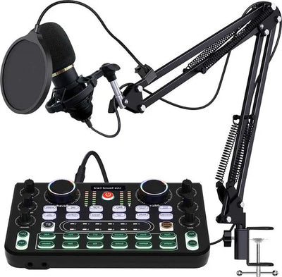 Mixerkit met live geluidskaart DJ-controller - BM800 microfoon voor live optredens opnames pc- karaoke-feestjes speelstemmen