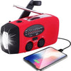 Rode Noodradio - Noodradio Opwindbaar - Noodradio op zonne-energie - fm noodradio - Dynamo Radio - radio - fm radio - powerbank noodradio - radio met zaklamp