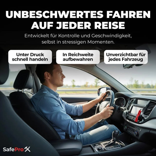 Noodhamer voor in de auto, raambreker en riemsnijder