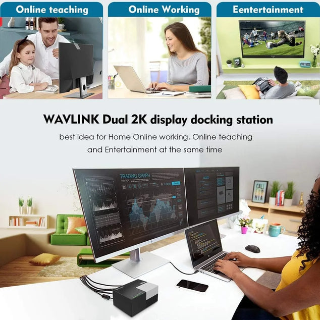 USB 3.0/C laptop-dockingstation voor notebooks met dubbele video-uitgang (HDMI en DVI/HDMI/VGA)