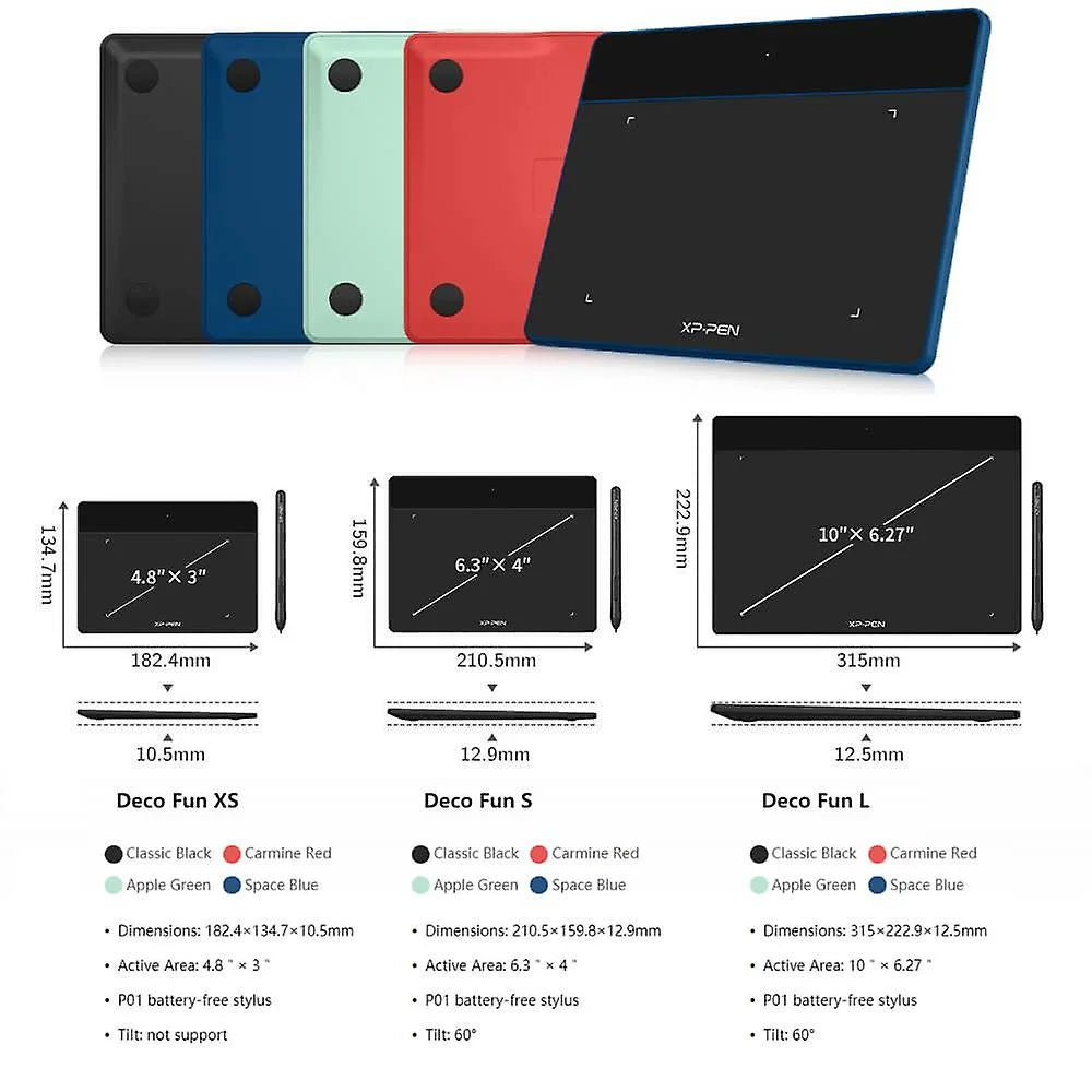 deco fun l 10x6 inch graphics tablet tekenblok met 8192 digitale pen ondersteuning chrome android blauw