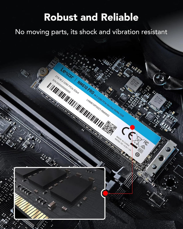 NM610PRO 2TB SSD, M.2 2280 PCIe Gen3x4 NVMe 1.4 Internal SSD, Up to 3300MB/s Reading, 2600MB/s Write, 3D NAND Flash Drives for Notebook, Desktop, PC