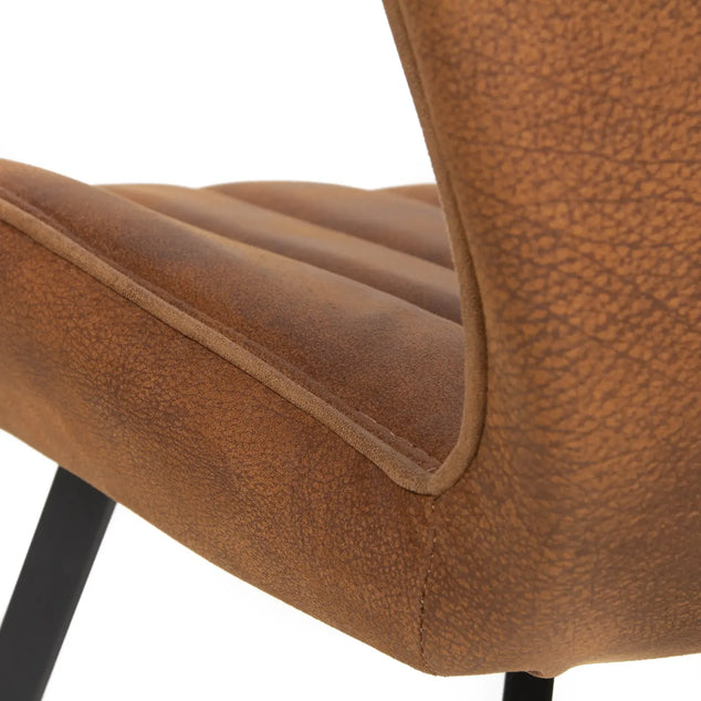 Eetkamerstoel Donna - Ecoleder Cognac - hoge rugleuning