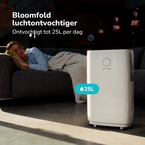 Luchtontvochtiger - 25L per Dag - Incl. Was-droog Functie - Geschikt voor Woonkamer, Slaapkamer, Kelder & Badkamer - Dehumidifier - Wit