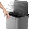 Mandal Sensor prullenbak - 50L - Grijs - Hygiënische automatische deksel - Soft close - Vingerafdrukvrij - Keuken afvalemmer - Kantoor Vuilbak - Grijs - Grijze Afvalbak