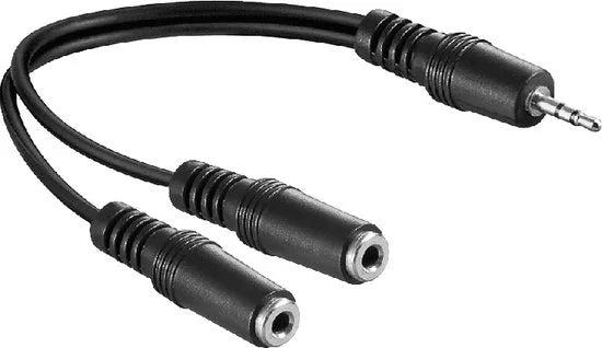 3,5mm Jack stereo audio splitter - zwart - 0,20 meter