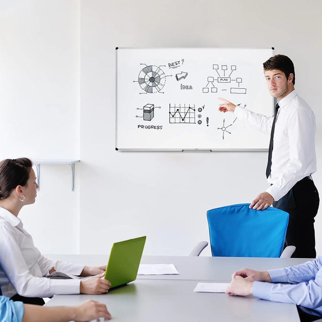 Whiteboard Drywipe Magnetic With Pen Tray And Aluminium Trim, 90 Cm