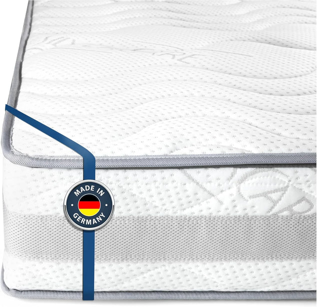 Komfort-matras 23 140 x 200 cm H3 stevig/matras in Oeko-Tex gecertificeerd koudschuim 7-zone orthopedisch matras Hoogte 23 cm Matras gemaakt in Duitsland