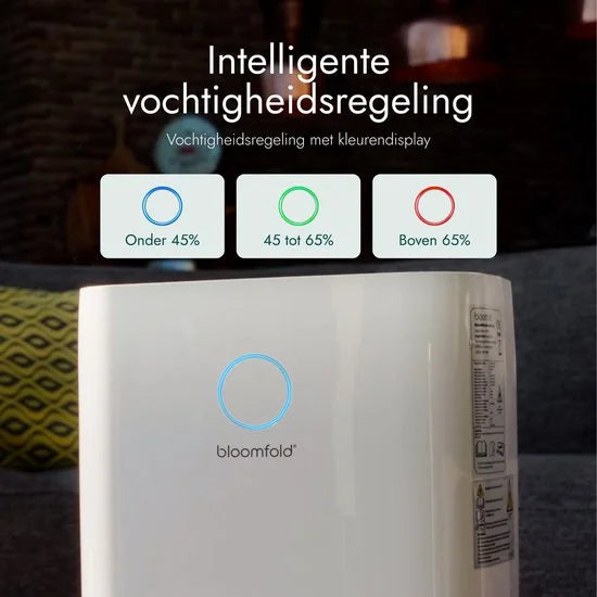 Luchtontvochtiger - 20L per Dag - Incl. Was-droog Functie - Geschikt voor Woonkamer, Slaapkamer, Kelder & Badkamer - Dehumidifier - Wit