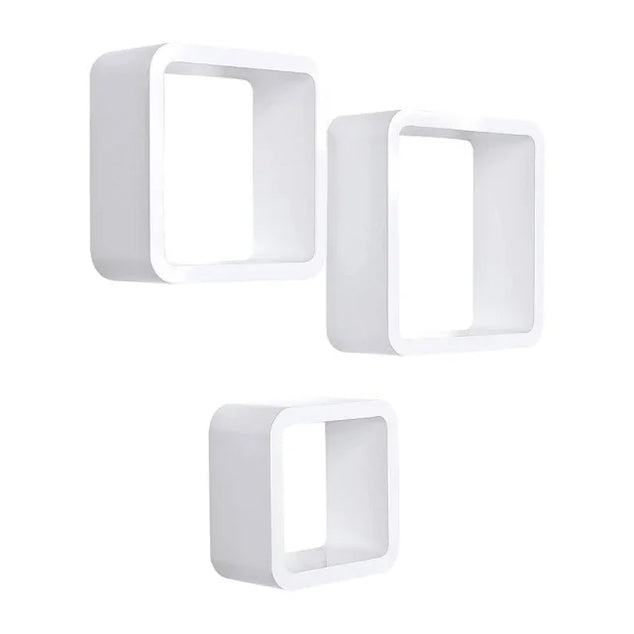 LWS104 Decoratieve Zwevende Kubus Wandplanken Set – 3 Stuks