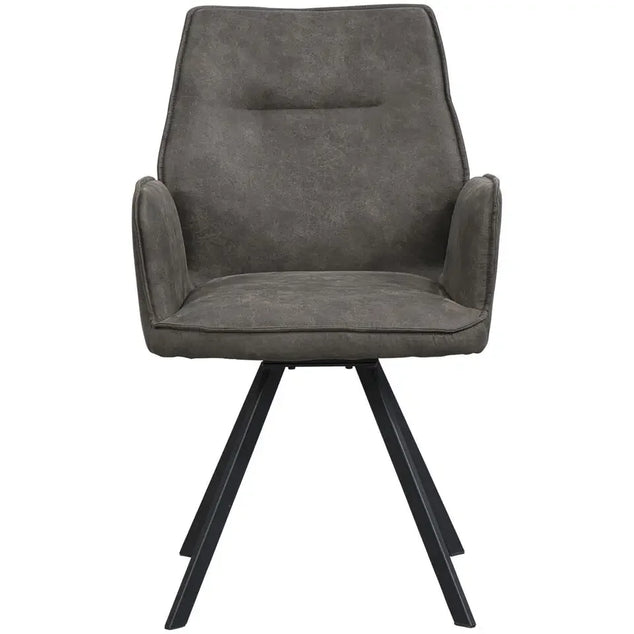 2st Eetkamerstoel Raffy met Armleuning – Stof Antraciet – 87 x 61 x 52 cm