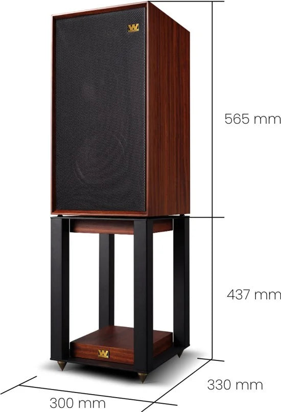 1st Wharfedale Linton Speaker Stand – Houtafwerking – Spike-voetjes – Opbergruimte voor LP-platen – Mahogany