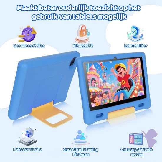 Android 15 kindertablet - 10.1 inch - 20(3+17)GB RAM/128GB ROM– 5000mAh - Blauw