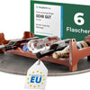 Flessenrek voor 6 flessen, bruin, uitbreidbaar, stapelbaar, drankkast voor flessen, huisdierflessen, wijnrek, plat, wijnopslag, drankopslag, flessenorganizer