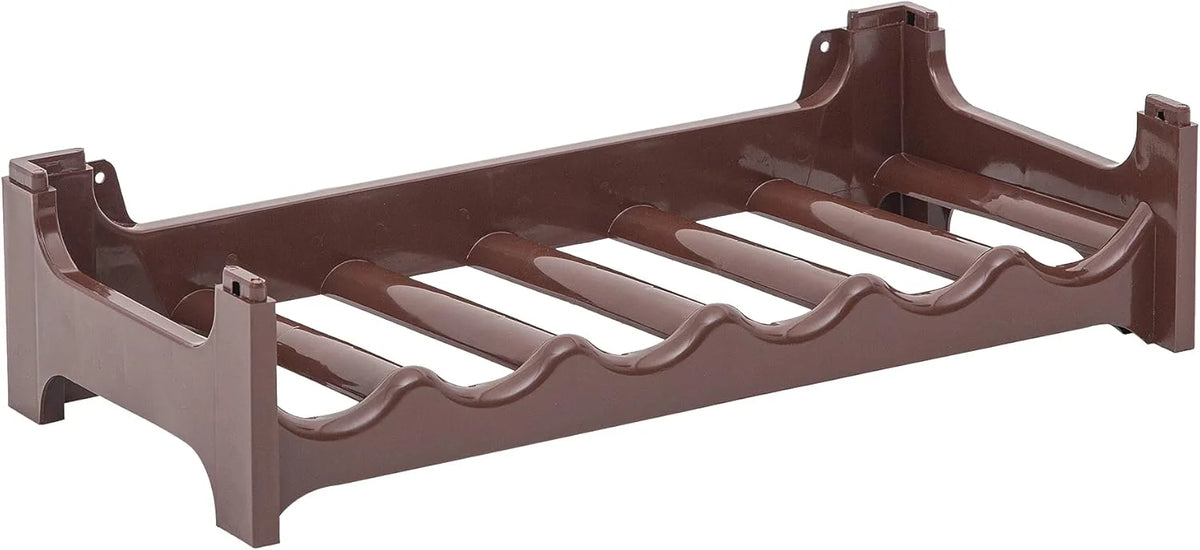 Flessenrek voor 6 flessen, bruin, uitbreidbaar, stapelbaar, drankkast voor flessen, huisdierflessen, wijnrek, plat, wijnopslag, drankopslag, flessenorganizer
