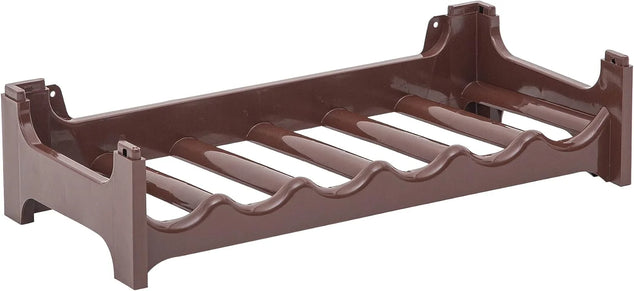 Flessenrek voor 6 flessen, bruin, uitbreidbaar, stapelbaar, drankkast voor flessen, huisdierflessen, wijnrek, plat, wijnopslag, drankopslag, flessenorganizer